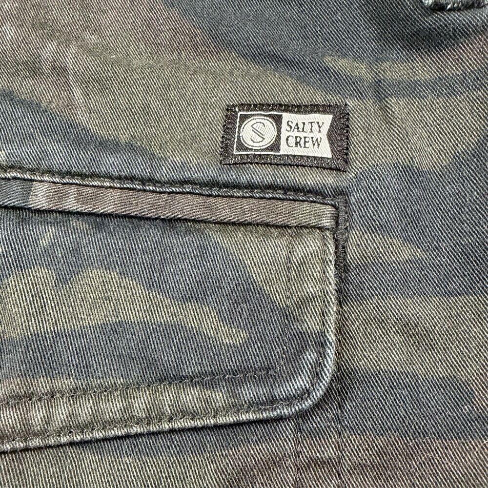 Salty Crew Camo Pants Mens 30 Green Black Stretch Chino Surf Skate Outdoor - Picture 9 of 15